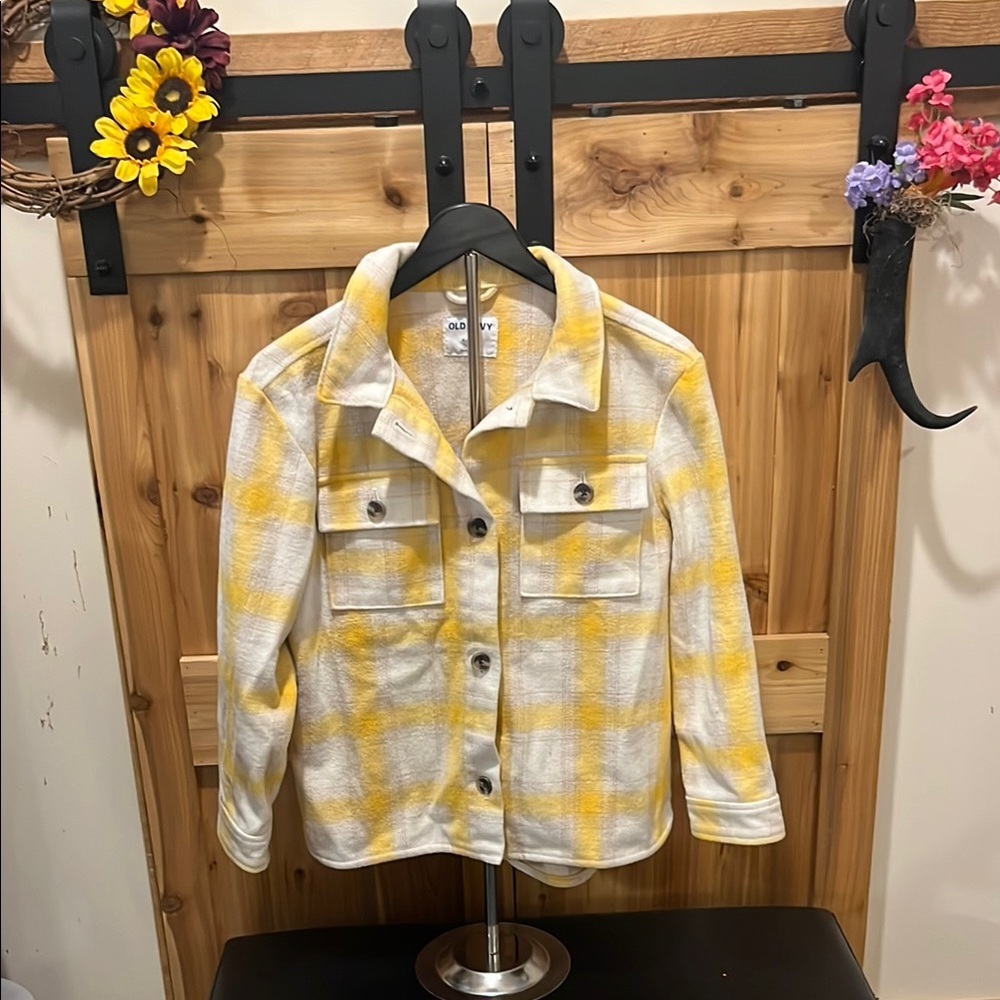 Old Navy Yellow and White Plaid Jacket